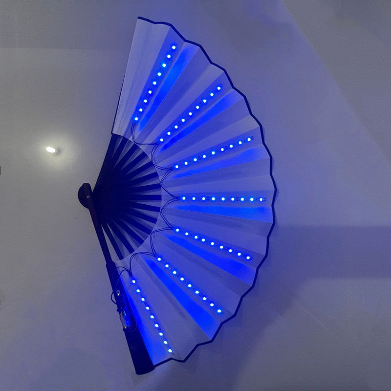 Bar Fan Ins Luminous Disco Fan Trend Electric Syllable Party Performance Props Flash Folding Fan by eprolo