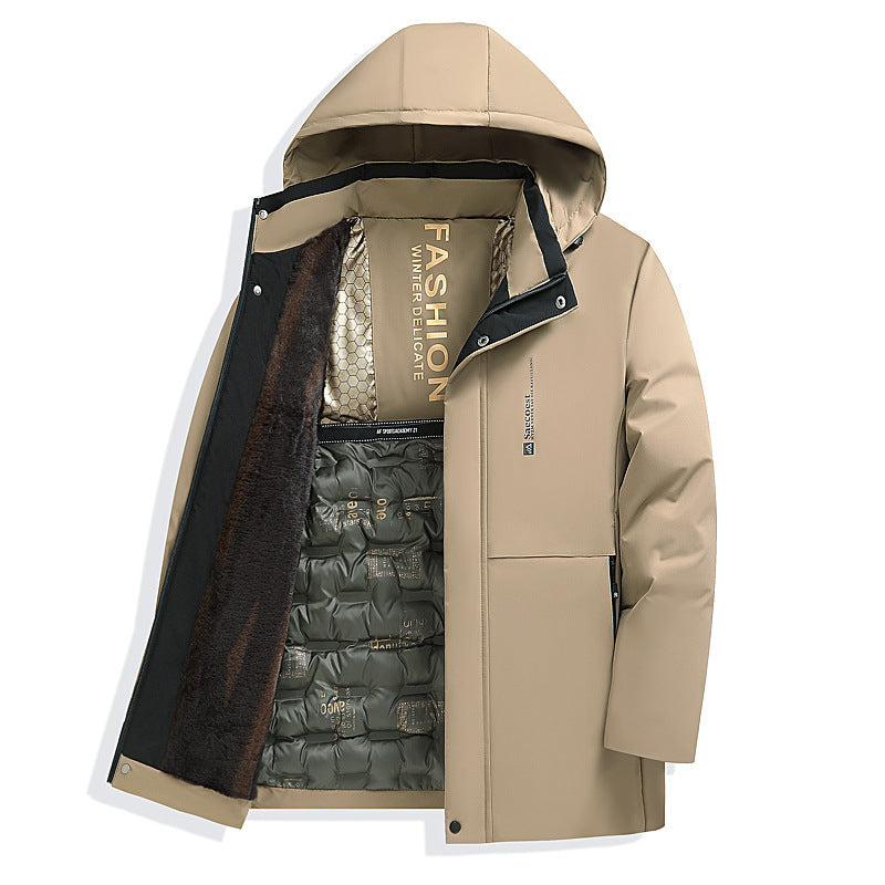 Fleece-lined Thickened Cotton-padded Coat Men's Warm Coat by My Store