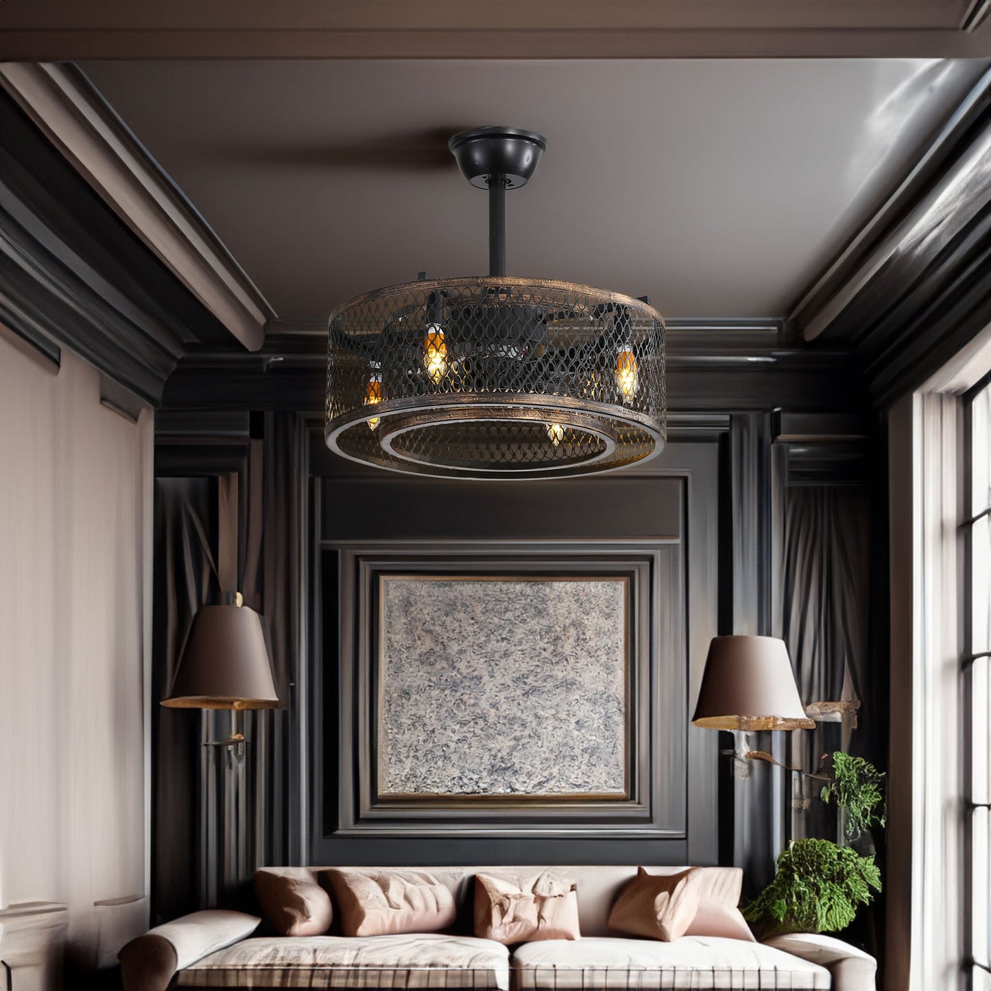 20 inch Caged Ceiling Fan with Lights by eprolo