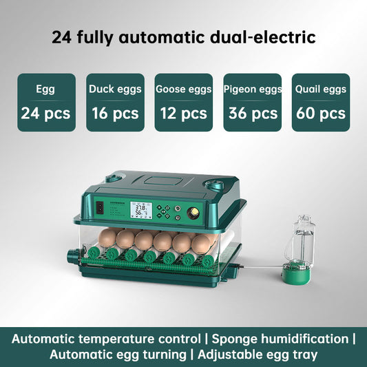 24/36 Egg Incubator Fully Automatic, Auto Turner & Temp Control, Dual Power 220V/12V Mini Poultry Hatcher for Chicken Duck by eprolo