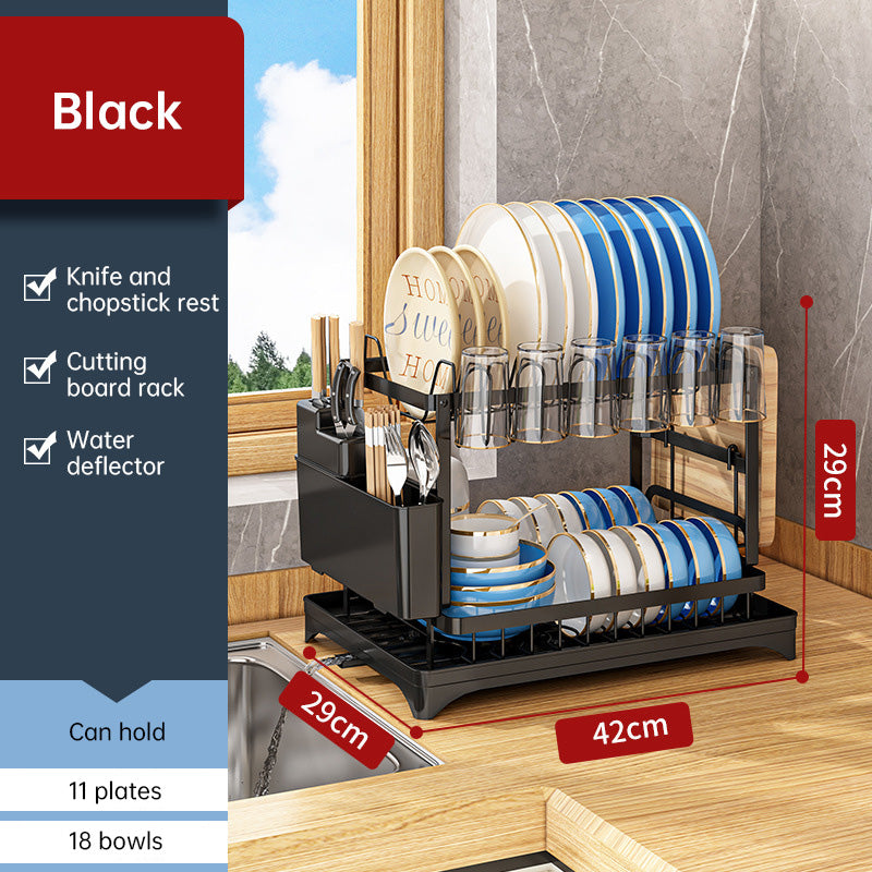 2-Tier Household Dish Rack: Countertop Storage with Drainboard by eprolo