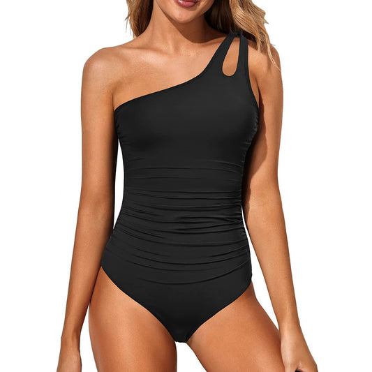 One-Piece Swimsuit for Women with Asymmetrical Shoulder Cutout Design for Hot Spring Wear by eprolo