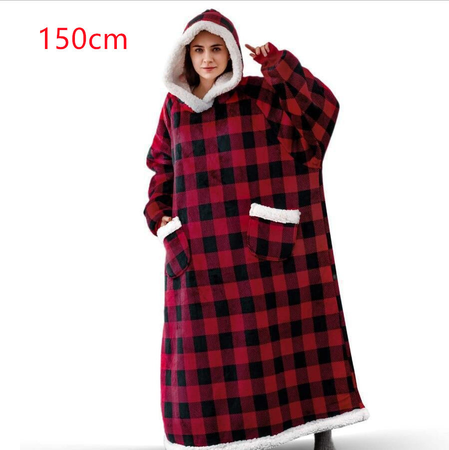 Winter TV Hoodie Blanket Winter Warm Home Clothes Women Men Oversized Pullover With Pockets by DERILUJA LLC
