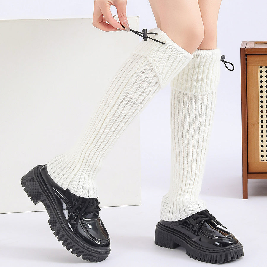 Solid Versatile Leather Strap Knitted Leg Warmer Leg Cover Leg Warmer For Daily Party by DERILUJA LLC