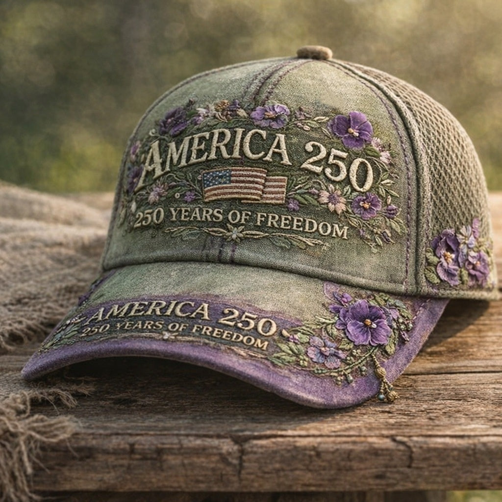 America's 250th Anniversary Rose 3D Printed Baseball Cap For Daily Travel And Independence Day Celebration by DERILUJA LLC