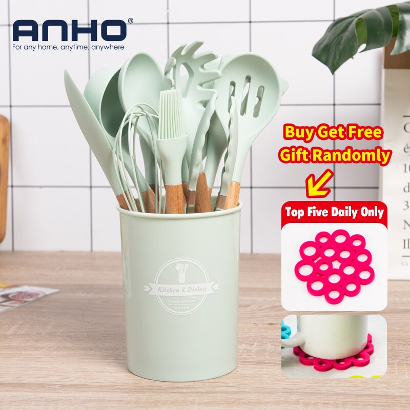 Silicone Kitchen Cooking Utensil Set Standard Non-Stick Silica Heat Resistance Kitchen Tool Accessories by eprolo