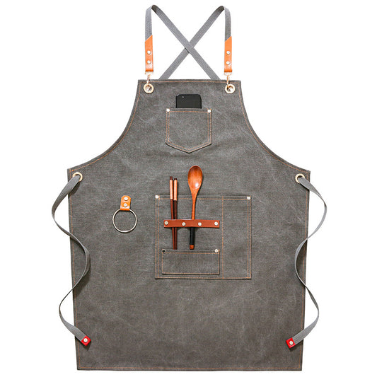 Apron Denim Canvas Cafe Barber Restaurant Unisex Workwear Custom Logo by eprolo