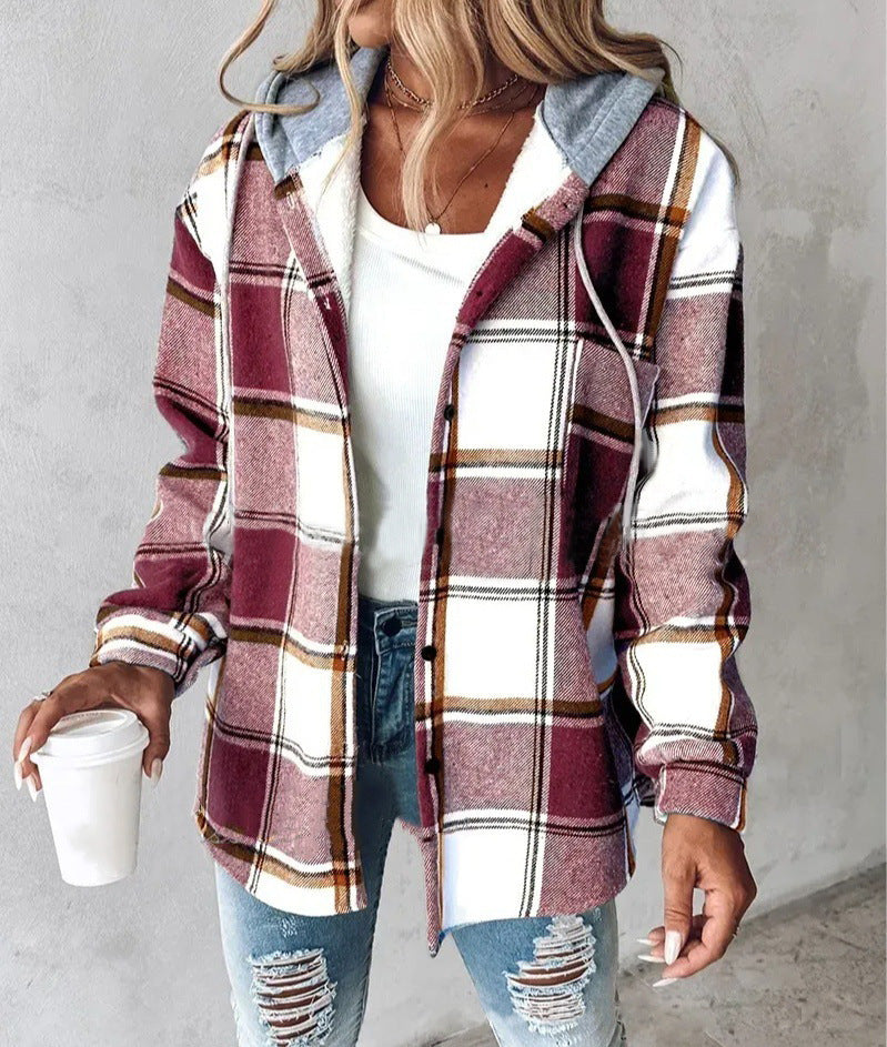 Women's large plaid style women's jacket plaid autumn and winter new style by eprolo