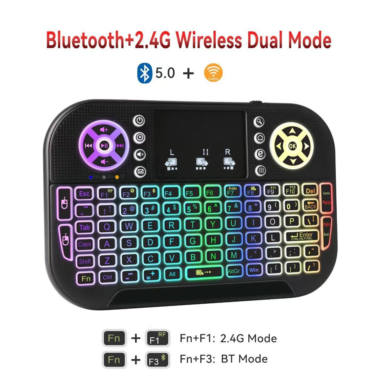 N8 Air Mini Flying Mouse Keyboard RGB Colorful Backlit Small Keyboard Smart TV Remote Control Portable by eprolo