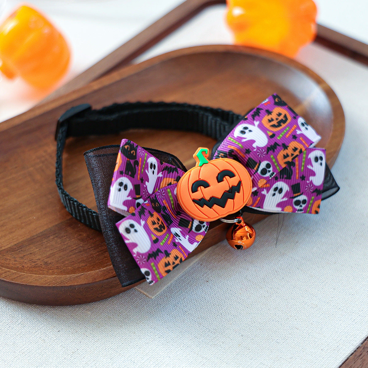 Pet Halloween Pet Collar with Funny Pumpkin Decoration, Dog Collar with Bow Tie, Cat Scarf for Small Dogs by eprolo