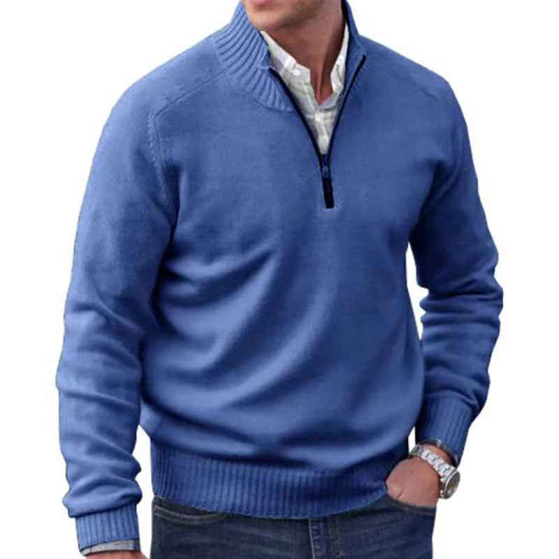 Men's Zipper Stand up Collar Sweater Wool Men's Warm Sweater by eprolo