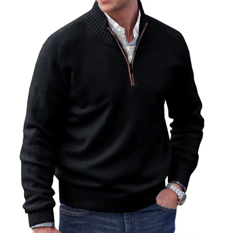 Men's Zipper Stand up Collar Sweater Wool Men's Warm Sweater by eprolo