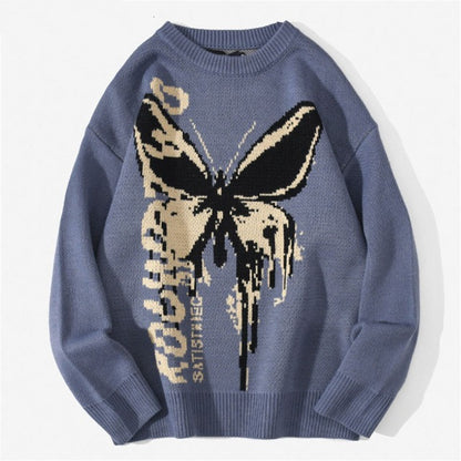 Autumn and winter women butterfly pattern jacquard knitted sweater warm sweater