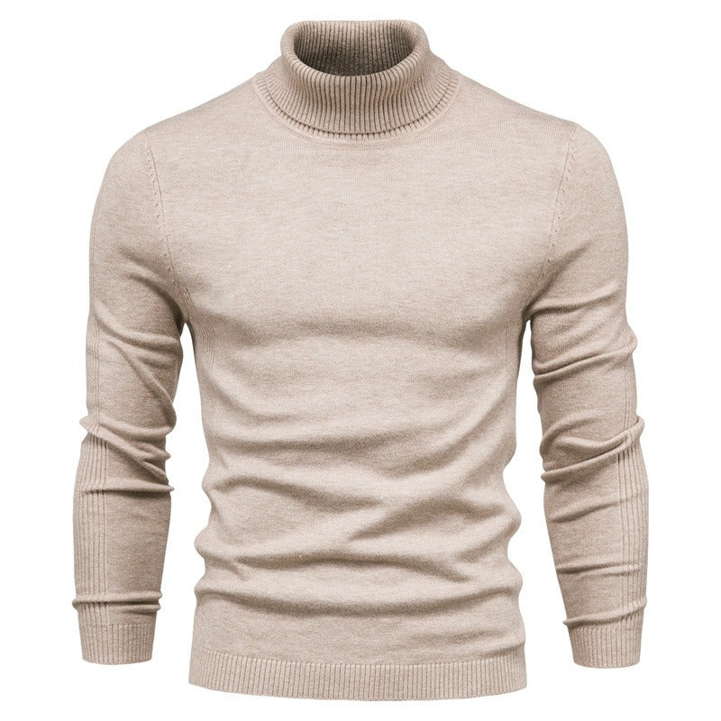 Autumn And Winter New Casual Men's Solid Pullover Sweater High Collar Casual Sweater