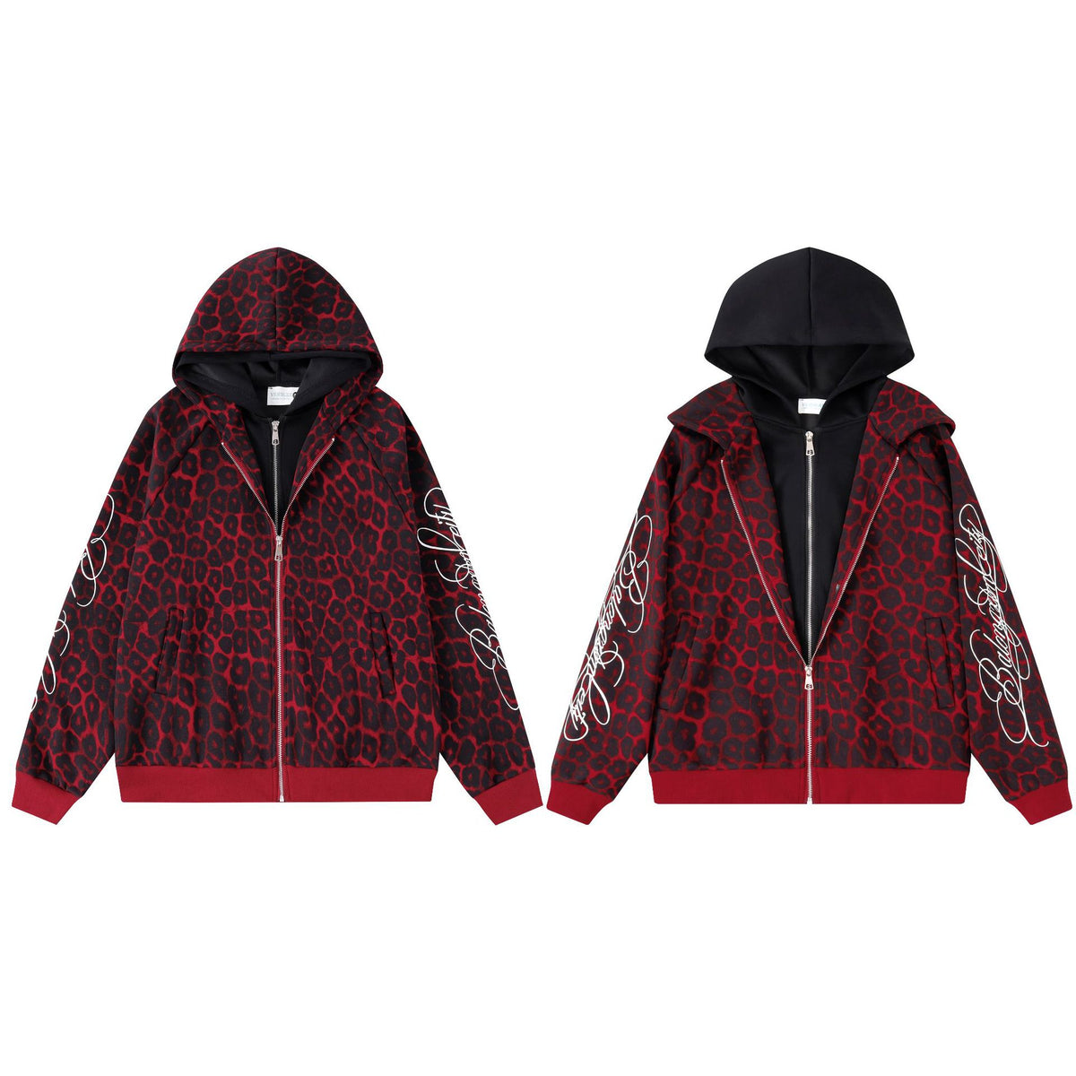 Hooded Zipper Unisex Handwritten Embroidery Zip-Up Hoodie Cardigan by eprolo