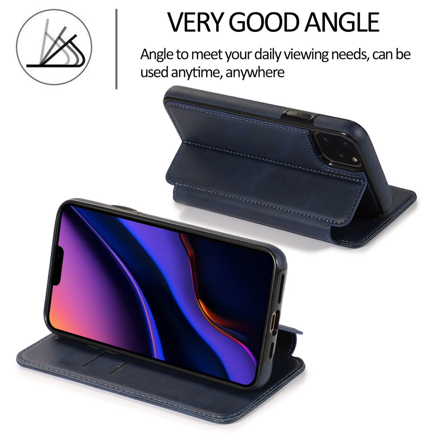 Suitable for IP13 phone protective case, Apple 14PRO flip phone case, 14PROMAX card insertion phone leather case by eprolo