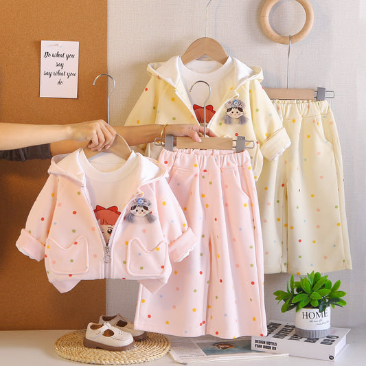 Hooded long sleeved three piece set for baby girls' clothing by eprolo