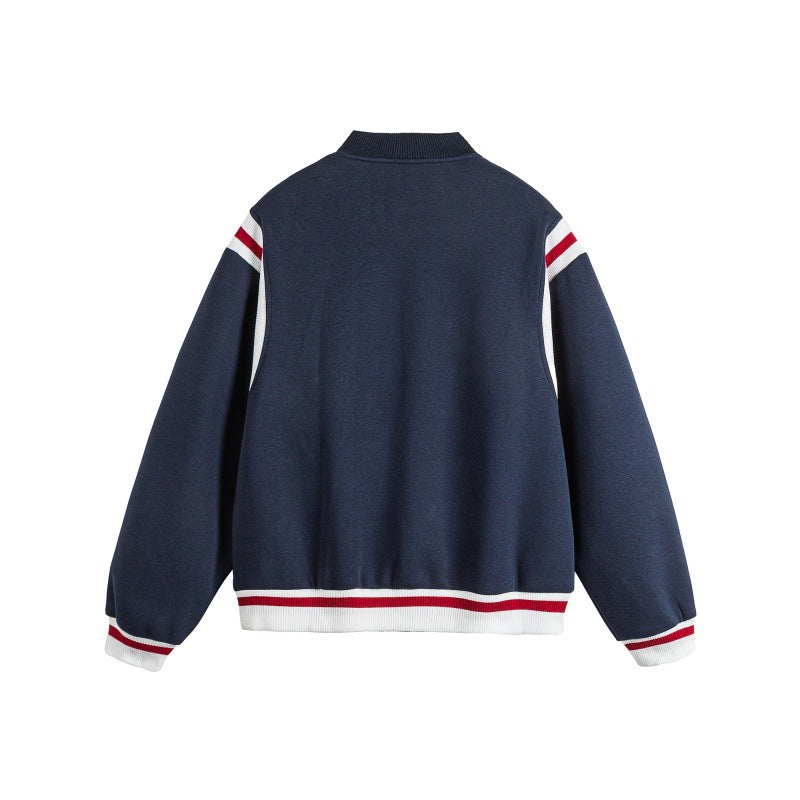 Color-blocked Patchwork Loose Baseball Jacket