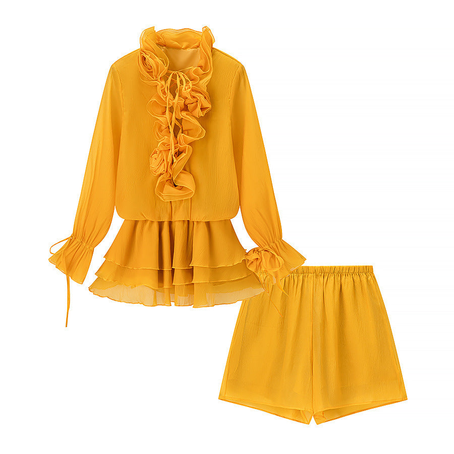 Flower top+shorts set