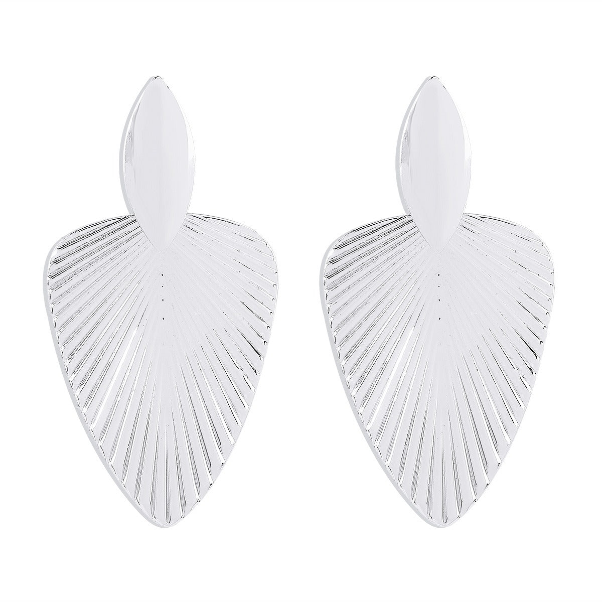 European and American fashion metallic cattail fan pendant earrings leaf texture geometric earrings for women by eprolo
