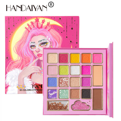 HANDAIYAN 30 Colors Mask Queen Eyeshadow Palette Eyeshadow + Blush + Contouring Highlight Makeup