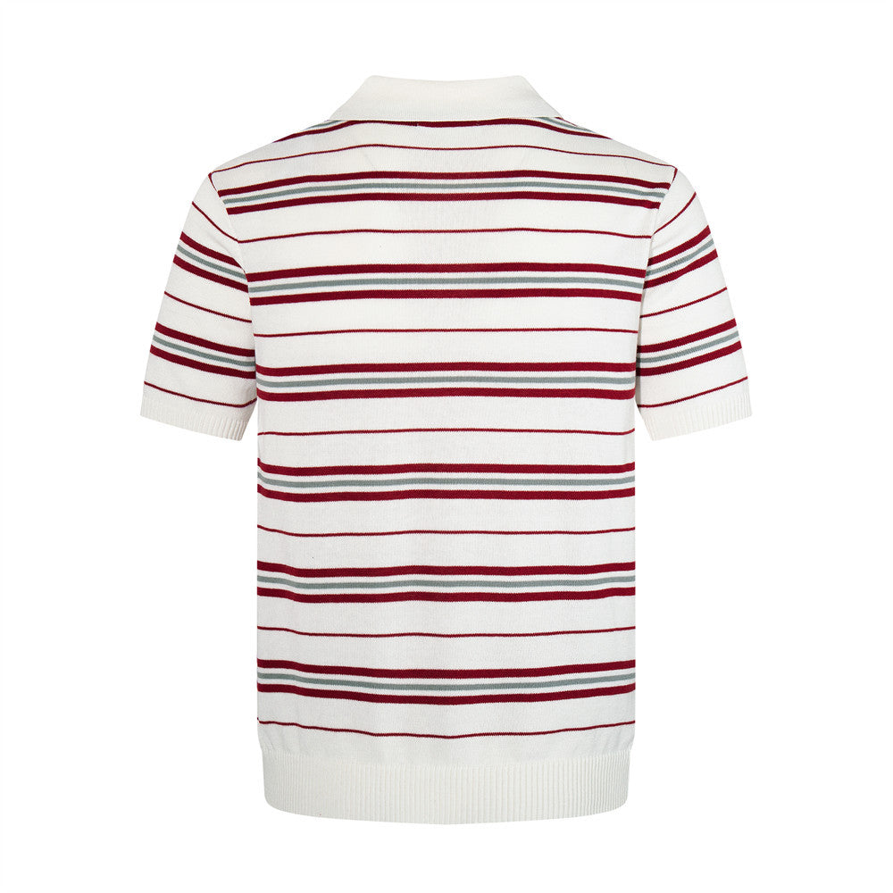 Striped short sleeved V-neck polo shirt by eprolo