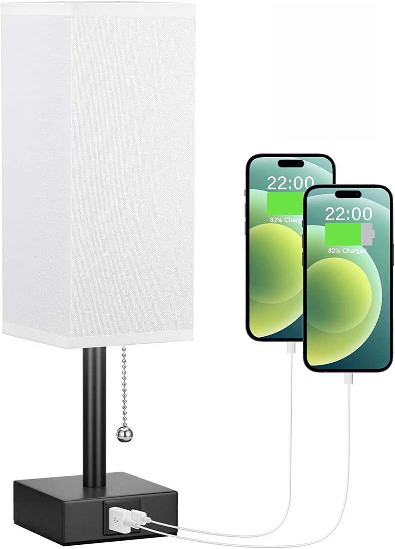 Linen 90 square desk lamp zipper switch three color temperature variable light A+C USB charging by eprolo