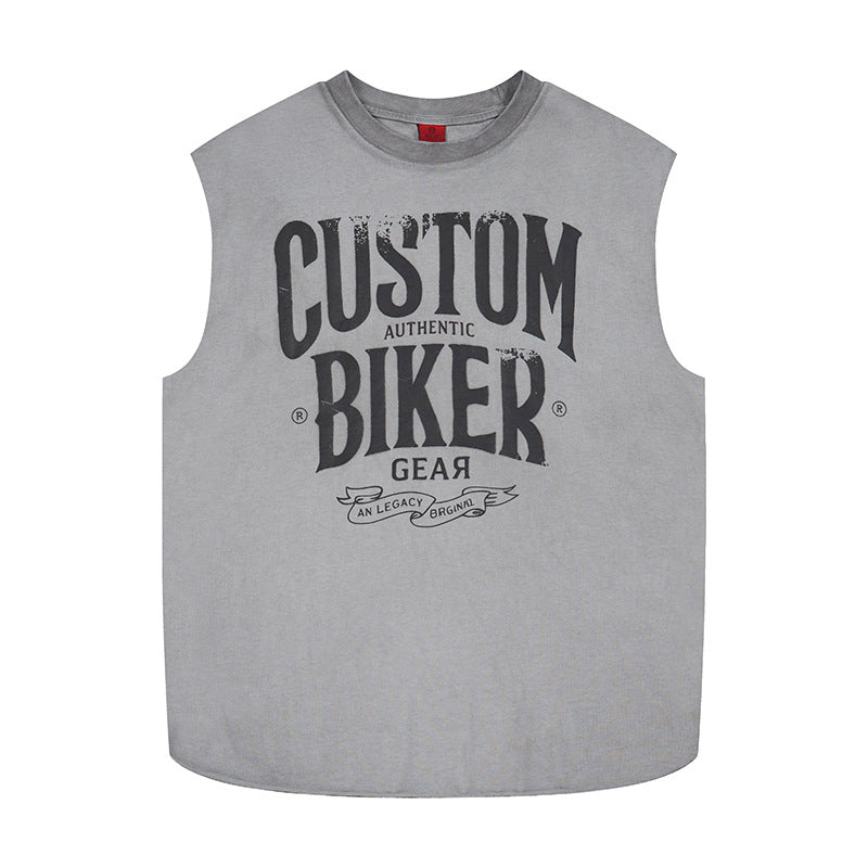 Letter printed wide shoulder vest by eprolo
