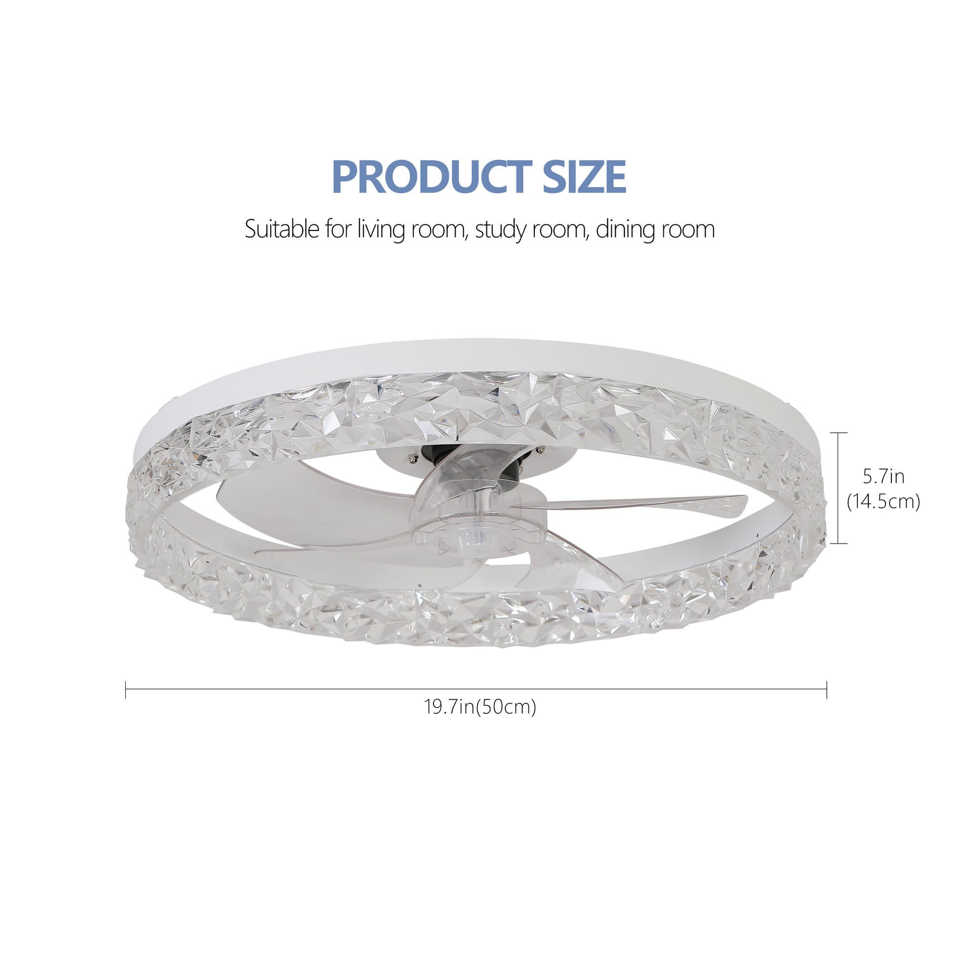 Modern acrylic ceiling fan light with remote control, dimmable LED pendant light, 6-speed adjustable, silent motor by eprolo