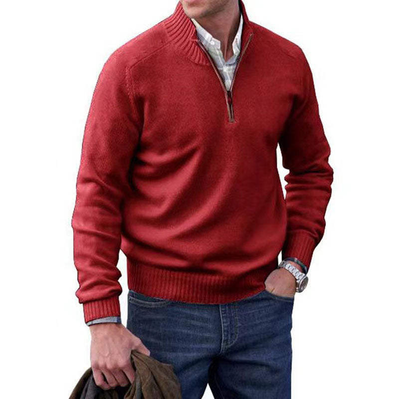 Men's Zipper Stand up Collar Sweater Wool Men's Warm Sweater by eprolo