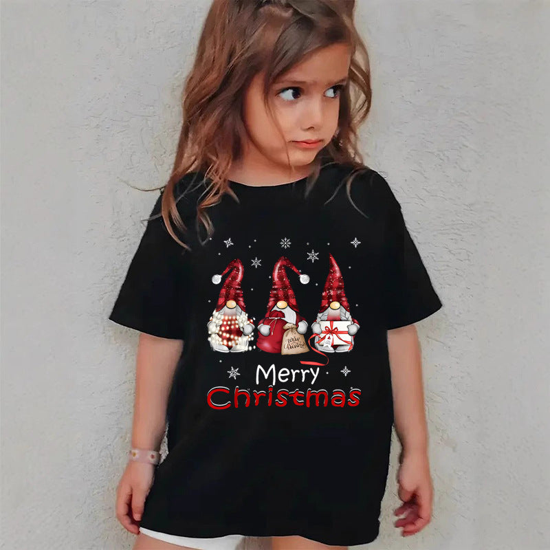 Combed Cotton New Christmas Children's Short Sleeve Girls' T-Shirt Kids Clothing Boys' Short Sleeve by eprolo