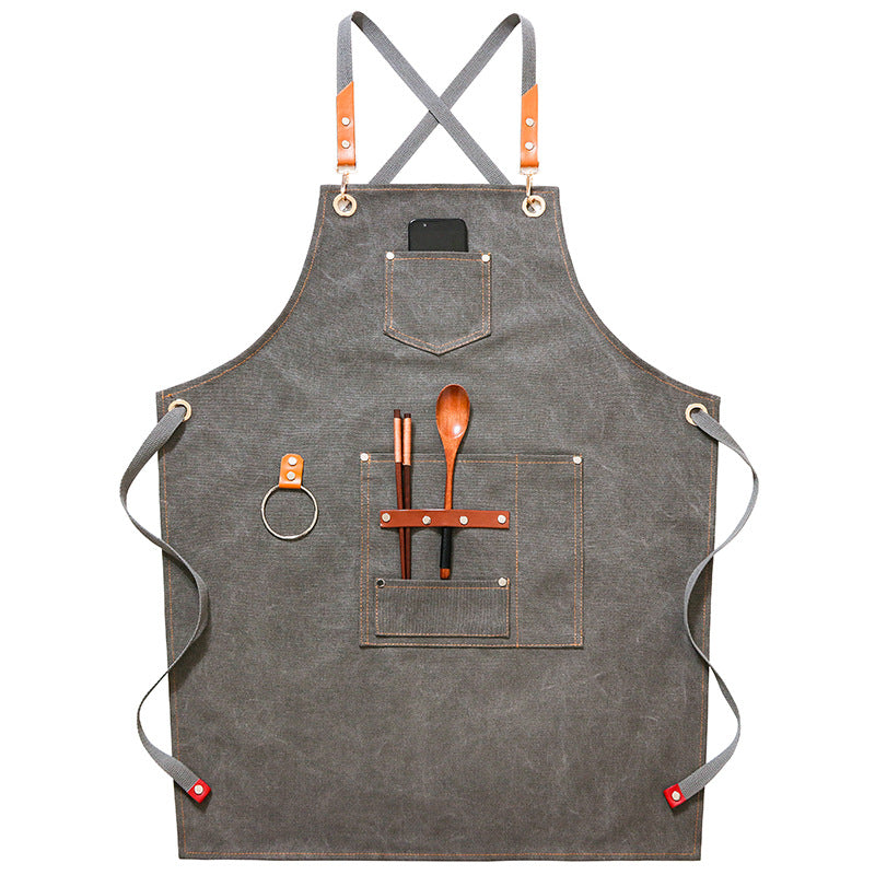Apron Denim Canvas Cafe Barber Restaurant Unisex Workwear Custom Logo by eprolo