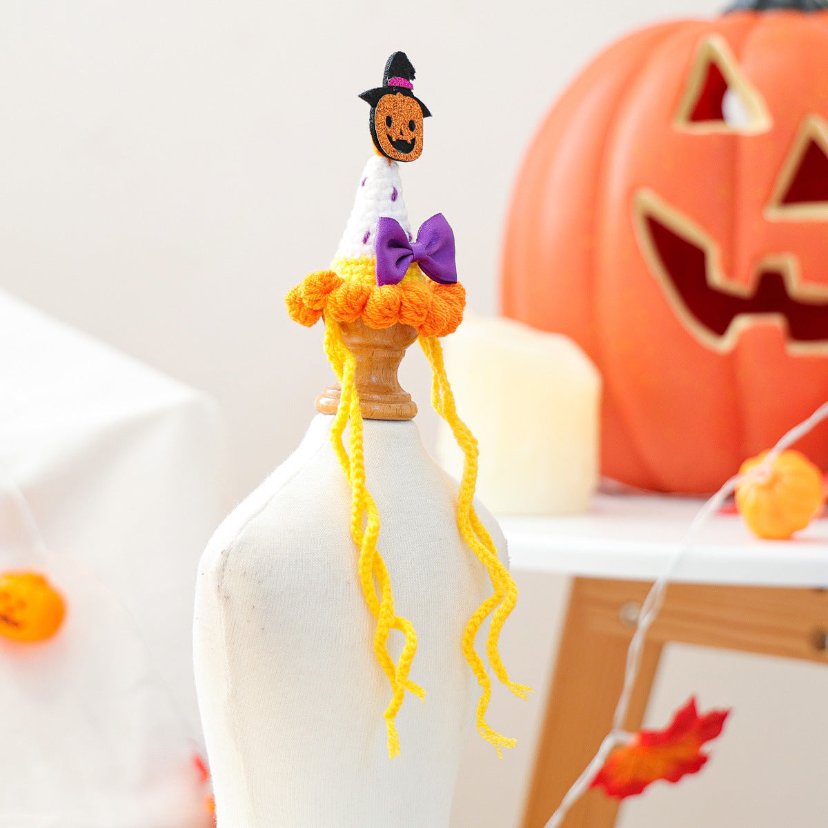 Pet Accessories Hat Halloween Festival Small Size Wizard Pumpkin Hat for Dogs and Cats Knit Hat for Small Dogs by eprolo