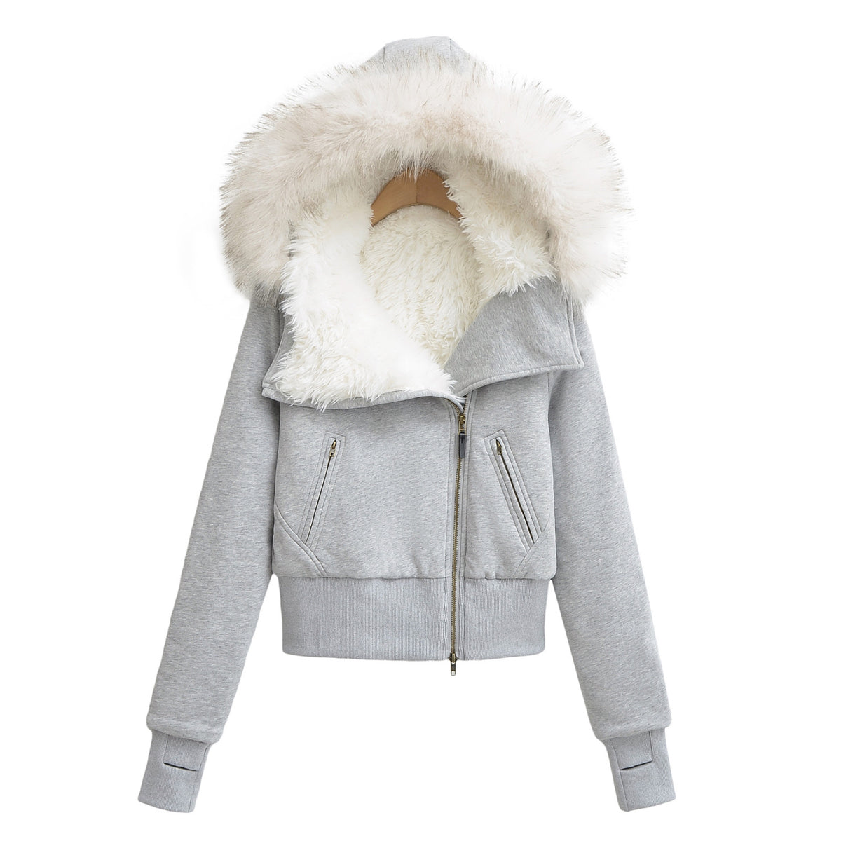 Hooded fur collar warm jacket by eprolo