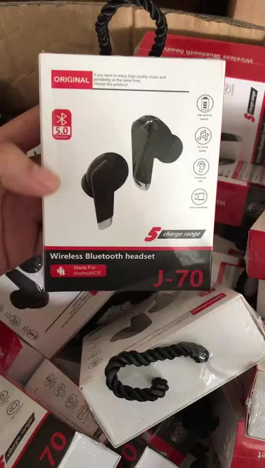 Bluetooth Headset TWS Wireless Headset 5.0 Half-In-Ear J70 Touch Wireless Sports Headset