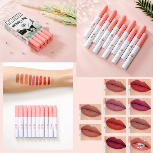 10 PCS Lana Del Rey Lipstick Matte Non Stick Cup Lip Gloss Smoke Pipe Lip Gloss Set Velvet Liquid Lipstick European Makeup by eprolo