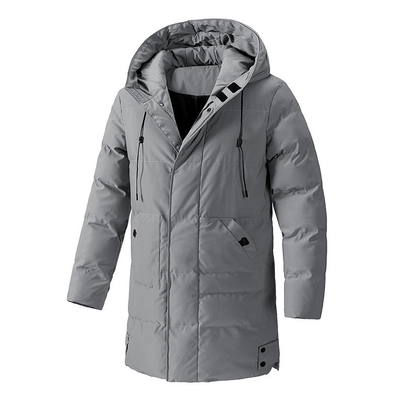 Winter simple cotton jacket plus size men's Korean version casual fashion versatile warm cotton jacket medium long men's by eprolo