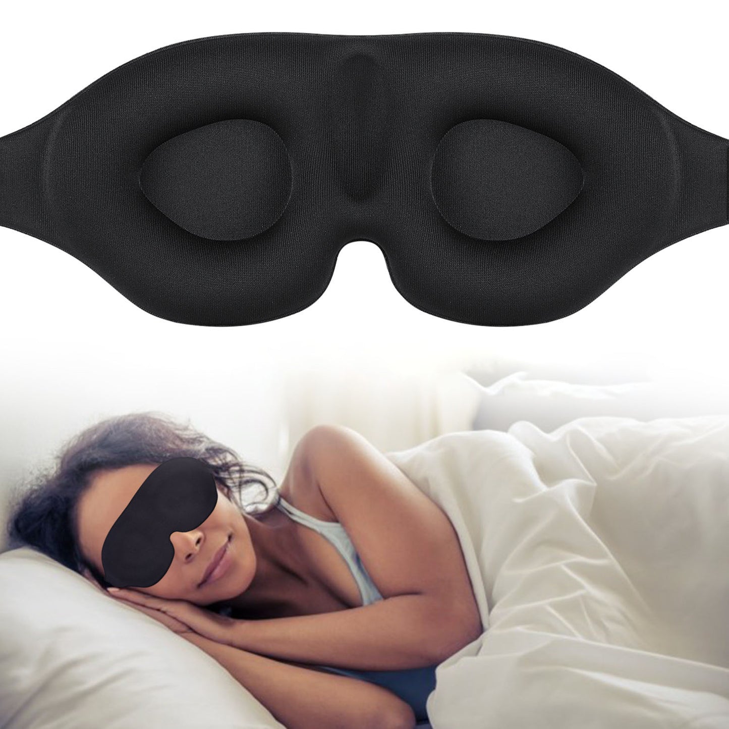 3D Three-Dimensional Sleep Eye Mask Memory Foam Black Blackout Breathable Eye Protection by eprolo