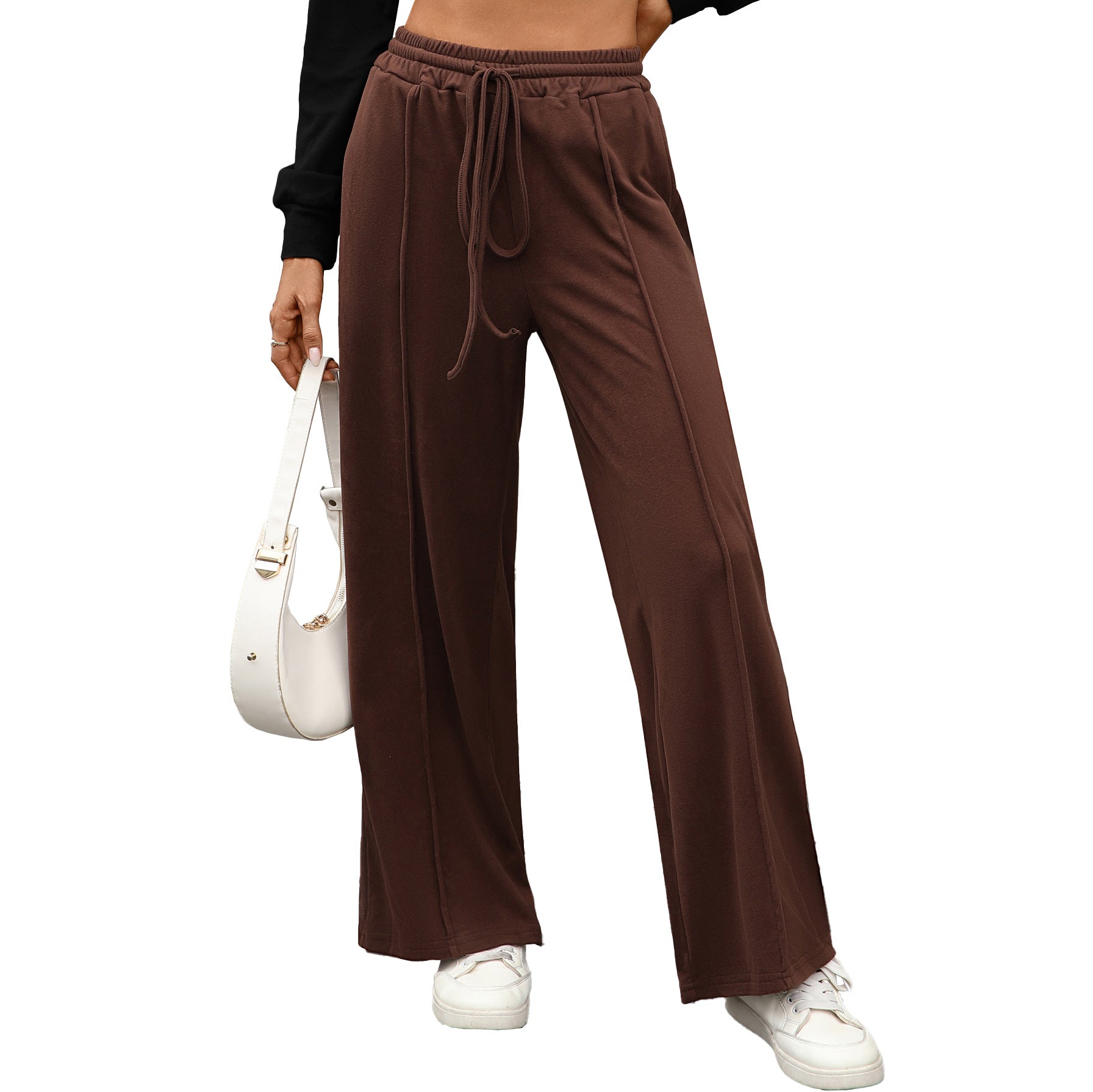 Drawstring pocket loose pants for women