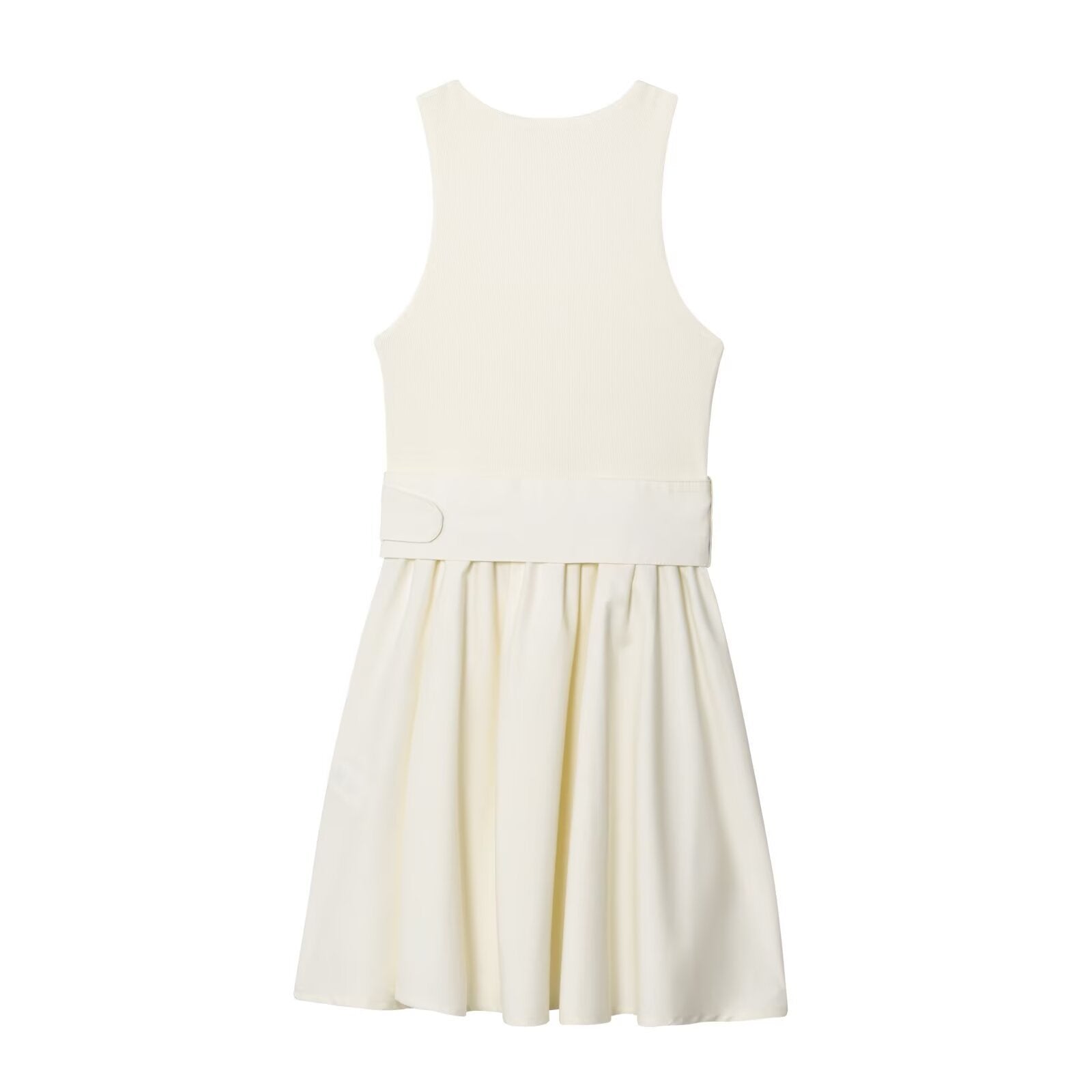 Sleeveless dress with waist belt and diagonal splicing by eprolo