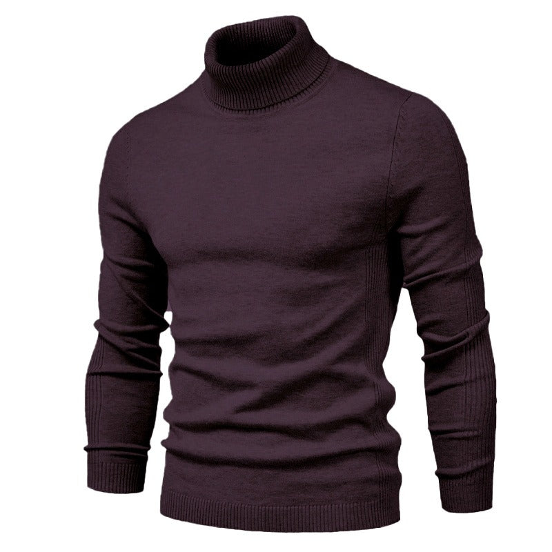 Autumn And Winter New Casual Men's Solid Pullover Sweater High Collar Casual Sweater