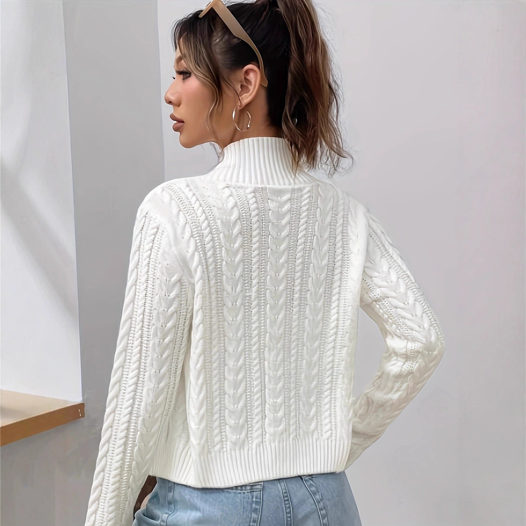 Zipper knitted cardigan sweater for women by eprolo