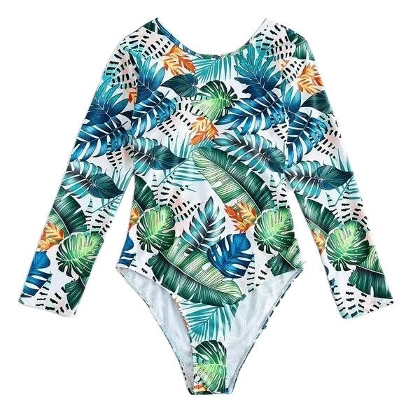 Long sleeved one-piece swimsuit with sexy tight print for women by eprolo
