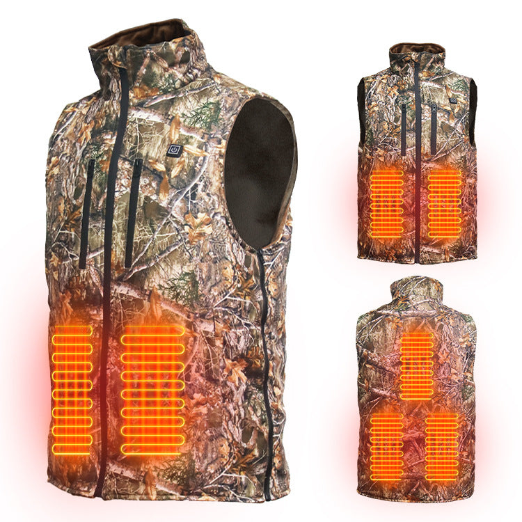 USB charging heating warmth outdoor sports forest camouflage hunting cold proof vest by eprolo