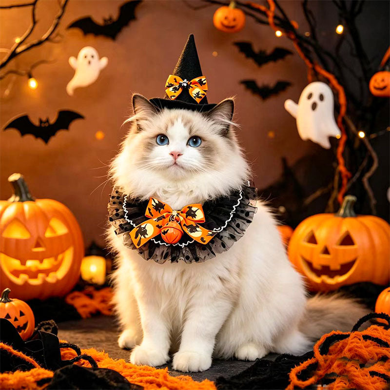 New Cat Bandana Hat Set Halloween Pet Scarf Neckwear Dog Bib Collar by eprolo