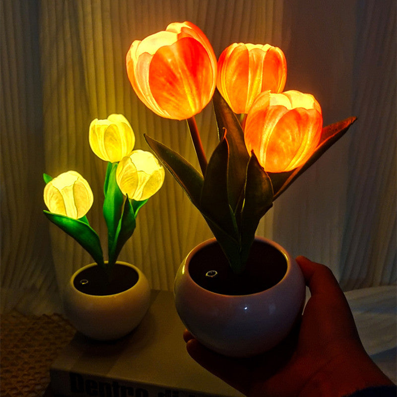 Rechargeable Tulip Night Light LED Simulation Flower Creative Table Light Home Decoration Bedroom Decoration Atmosphere Light by eprolo