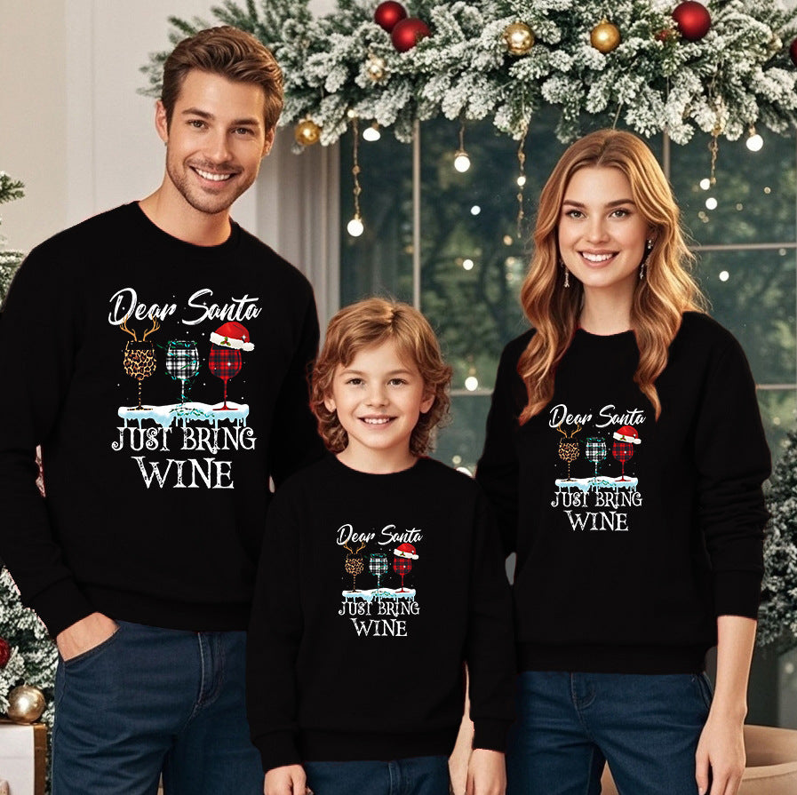 Parent-child Hoodie Pure Cotton T-shirt American Style New Year Christmas by eprolo