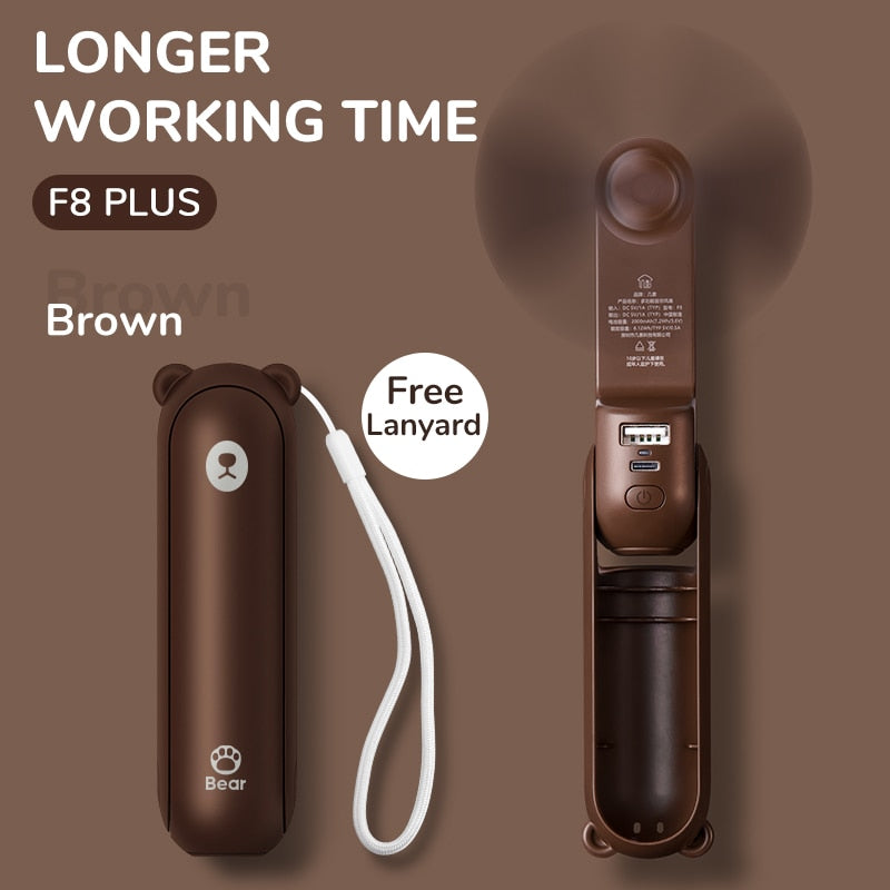 Portable Fan Mini Handheld Fan USB Recharge Hand Held Small Pocket Fan with Power Bank Flashlight Feature by eprolo