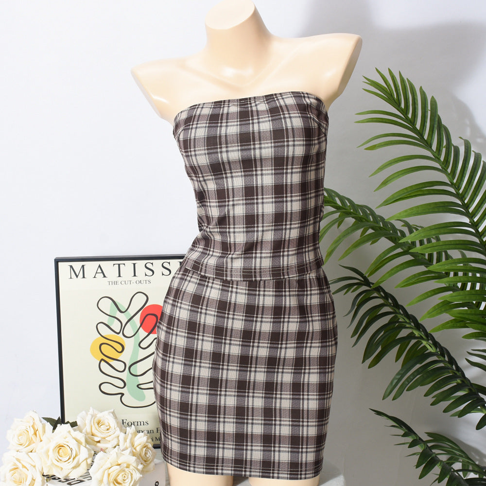 Two piece set of navel wrapped short skirt for women by eprolo