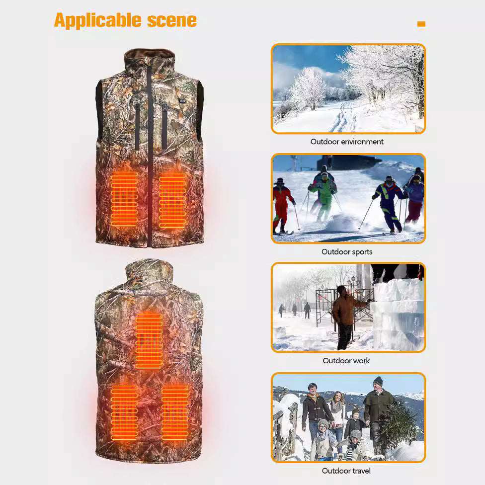 USB charging heating warmth outdoor sports forest camouflage hunting cold proof vest by eprolo